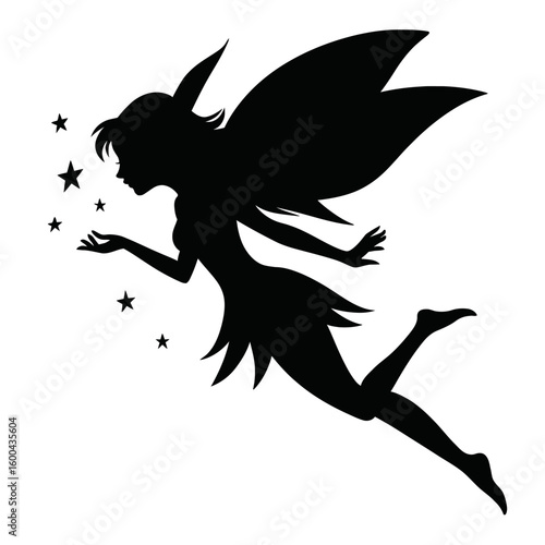 Fairy Silhouette with Stars, Magic, Fantasy, Enchantment