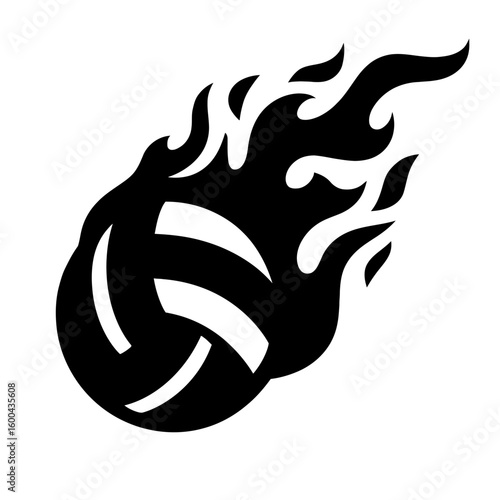 Flaming Volleyball Icon Design