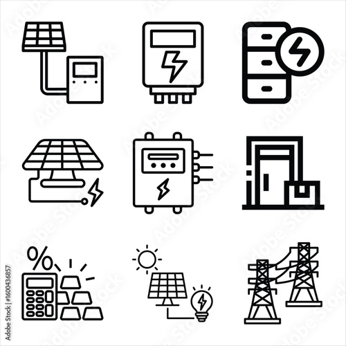Line Art Illustration Of Energy Sources And Finance With Minimalist Design