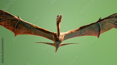 quetzalcoatlus flying with wings on green screen background