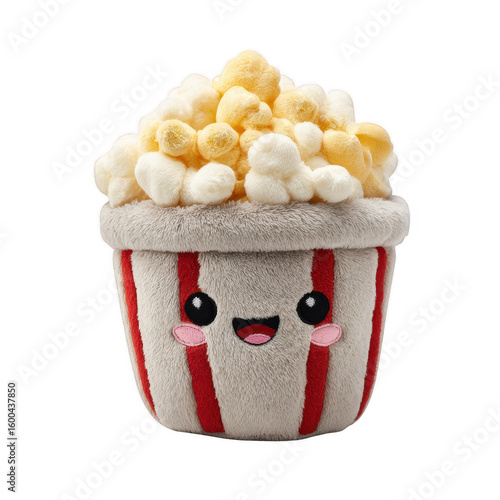 Cute Popcorn Plush Toy on Black Background