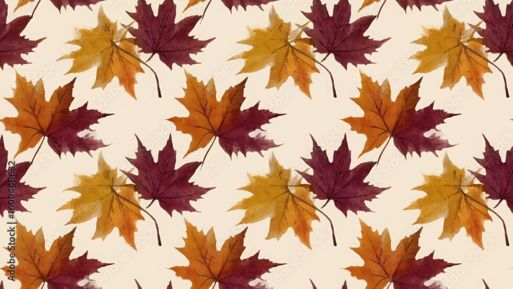Fototapeta premium seamless watercolor pattern with maple leaves