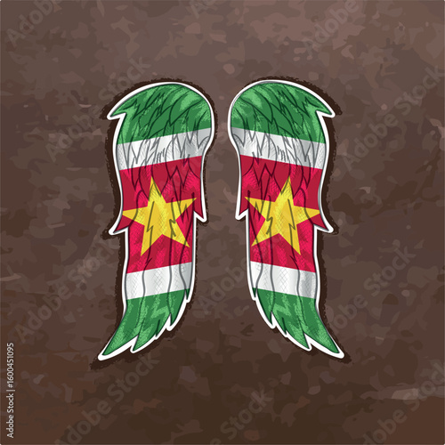 Creative angel wings in the colors of Suriname’s flag. Perfect for patriotic art, travel designs, or cultural projects.