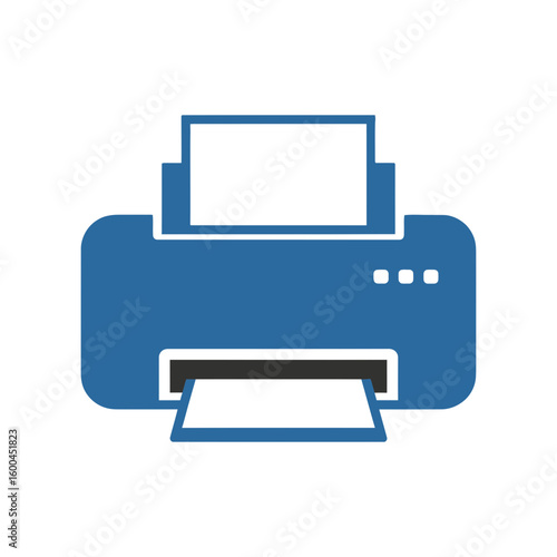 Modern blue printer icon symbolizing efficient document output and office technology for business needs and digital communication
