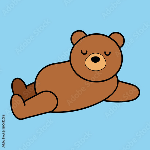 Relaxed bear chilling peacefully in playful cartoon design colour Art Vector illustration