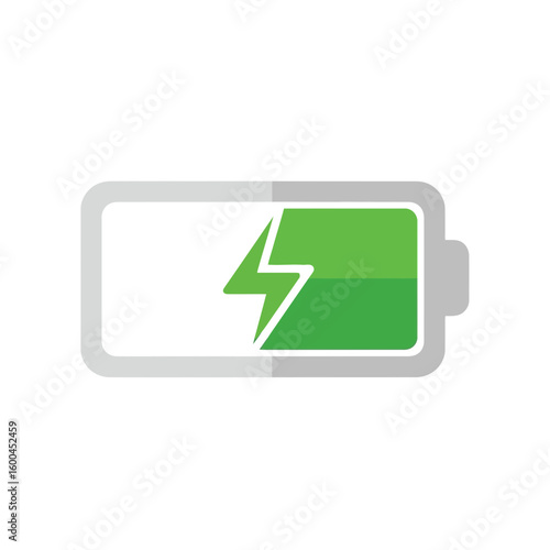 Dynamic battery icon symbolizes power, energy, and charging readiness for modern technology and sustainable solutions