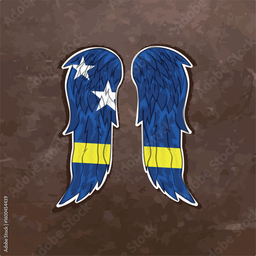 Wings painted with the flag of Curacao. A vibrant design for cultural and travel projects.