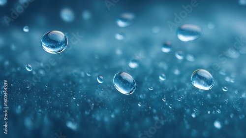 Wallpaper Mural A field of water droplets on a blue surface Torontodigital.ca