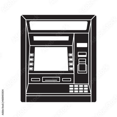 Black silhouette of an automated teller machine banking cash dispenser
