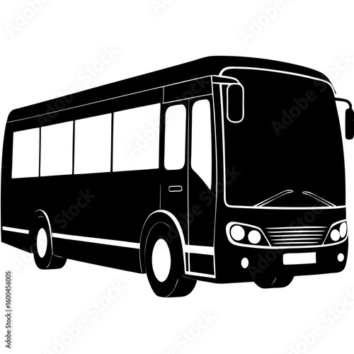 Modern passenger bus transportation vehicle silhouette vector illustration