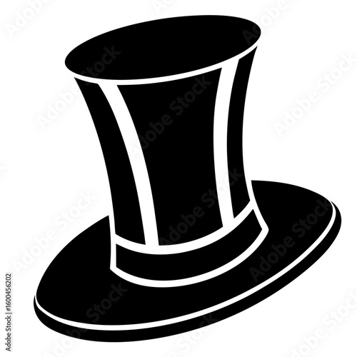 Elegant black top hat formal wear silhouette vector illustration