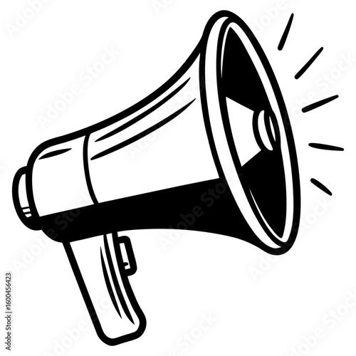 Loud megaphone communication device announcement silhouette vector illustration