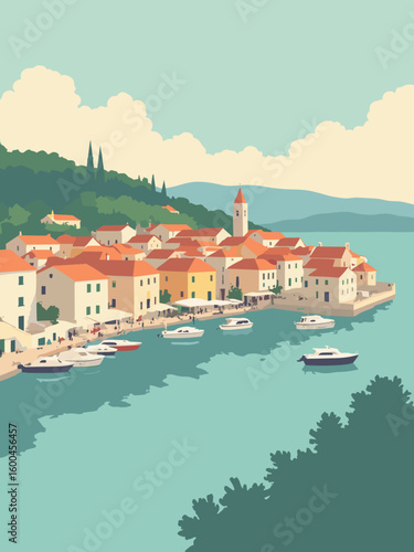 Rovinj – Venetian old town and island views in pastel orange, sea green, terracotta roofs, and aqua reflections