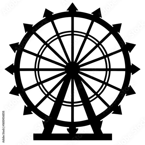 Detailed ferris wheel amusement park ride silhouette vector illustration