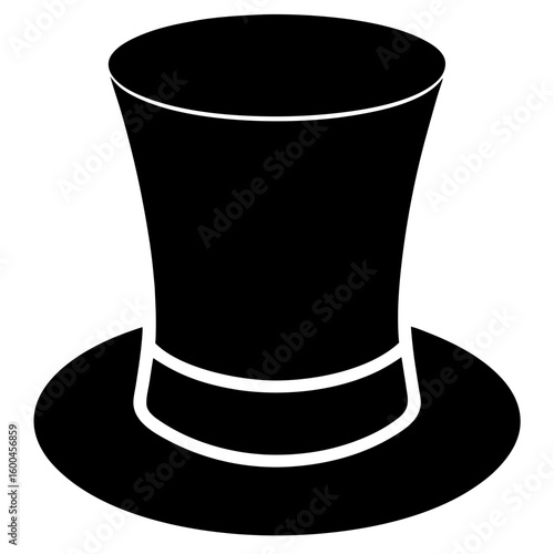 Elegant black top hat formal wear silhouette vector illustration