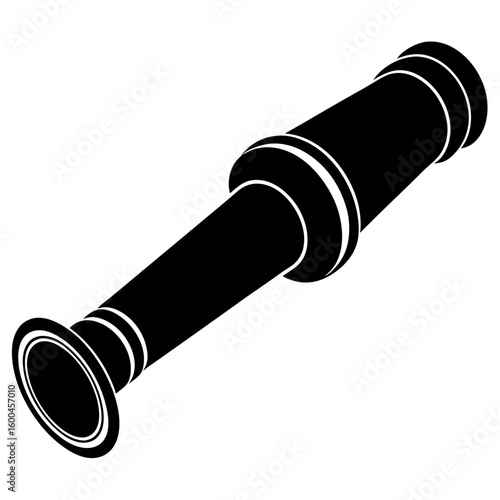 Depicts a black spyglass telescope silhouette vector illustration