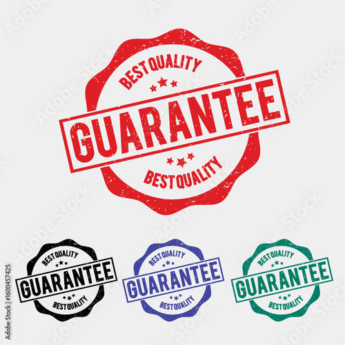 Guarantee: A collection of colorful stamps guaranteeing the best quality, conveying assurance and confidence in a bold, eye-catching design.