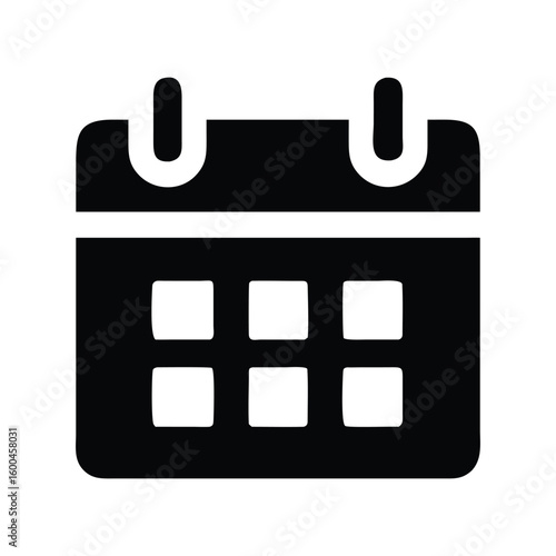 Calendar Icon Representing Time and Schedules in Black