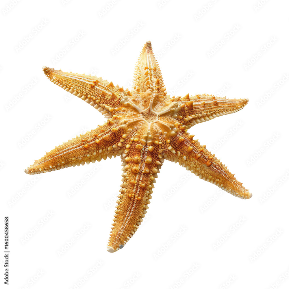 Close-up of a starfish. Pale orange, five-pointed Close-up of a starfish. Pale orange, five-pointed