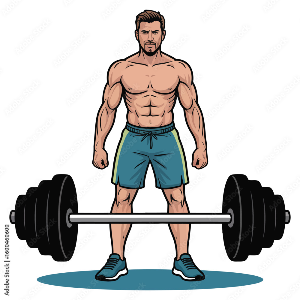 Fototapeta premium young man lifting weights