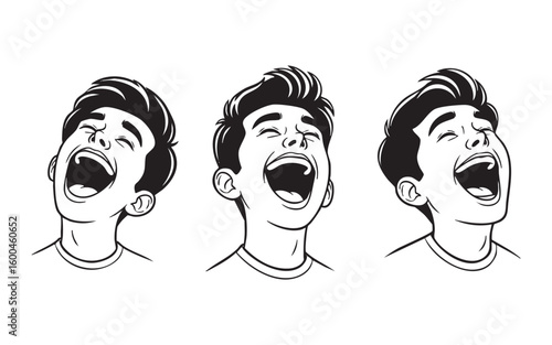Man laughing out loud in cartoon vector style