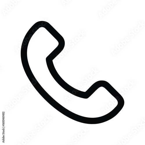 Classic Telephone Handset Icon in Bold Black Outline Style