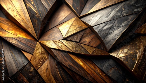 Stunning geometric wood art with gold accents creates a modern, luxurious feel for your designs