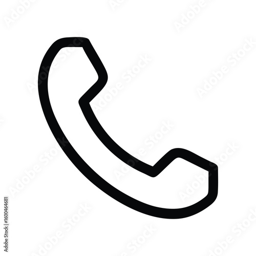 Simple Black and White Telephone Handset Icon Vector