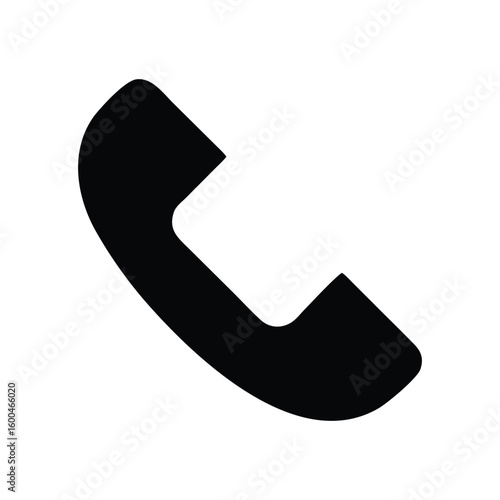 Classic black telephone receiver icon on a white background