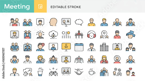 Collection of 40 minimalist line art icons people and business concepts