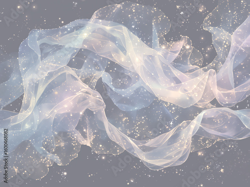 星空を舞うオーロラヴェール - 幻想的で優雅なファンタジー背景