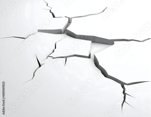 Dynamic visual of a stark white dramatically breaking apart into jagged fragments