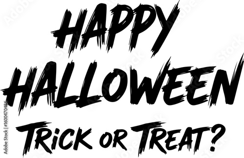 Vector art of happy halloween text with the phrase trick or treat written in a