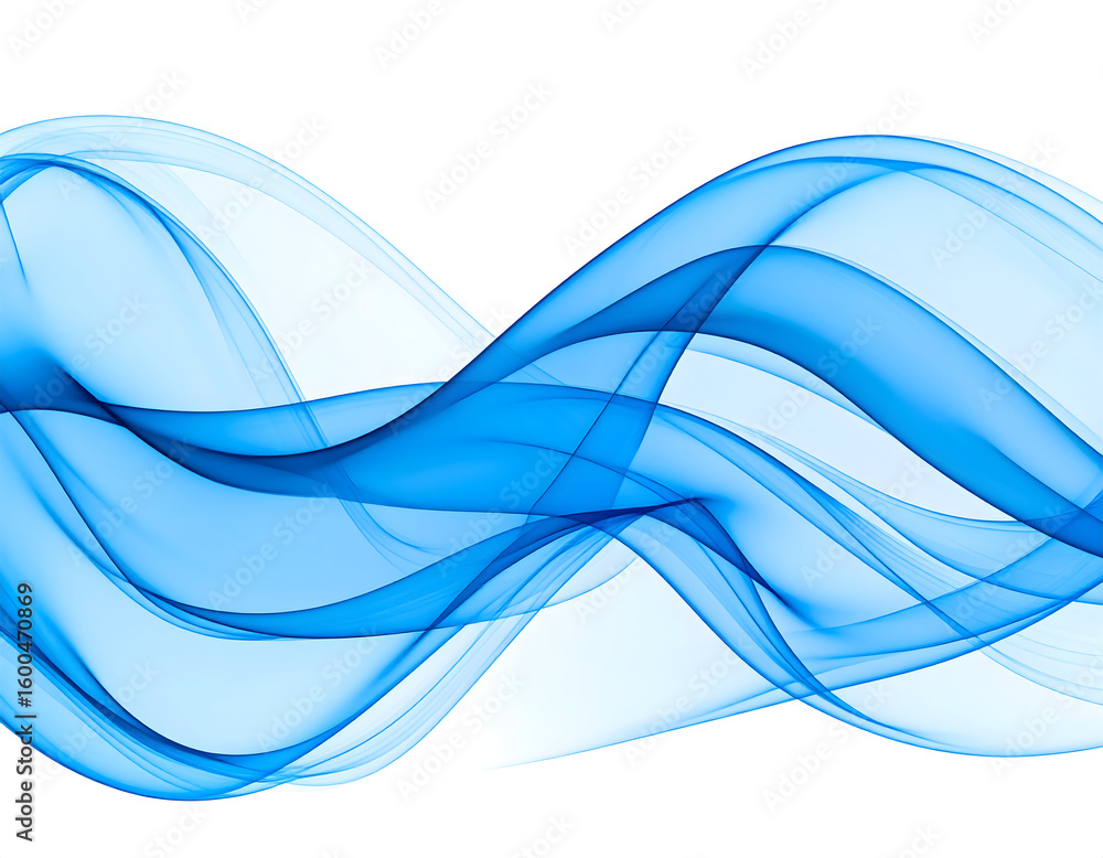 Naklejka premium Smooth blue abstract lines elegantly intertwine, forming a serene wave design on white.