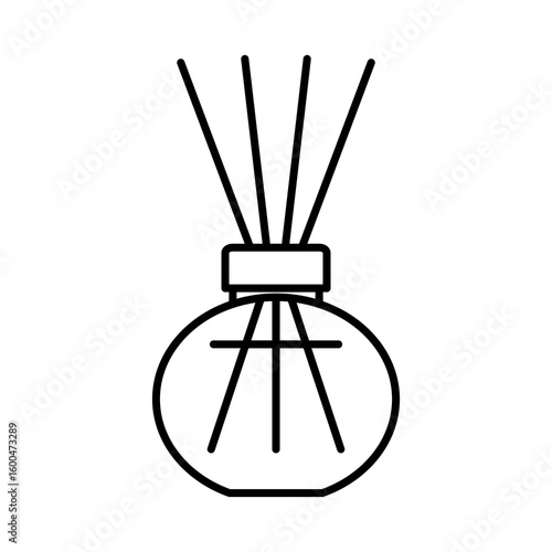 Illustration showing black icon of air fresheners and diffusers on white background