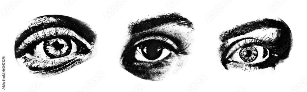 Obraz premium Set of human eye spray paint stencils isolated on transparent background