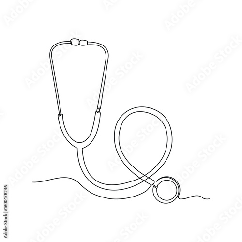 Continuous line drawing of stethoscope medical tool equipment editable stroke sketch line vector illustration