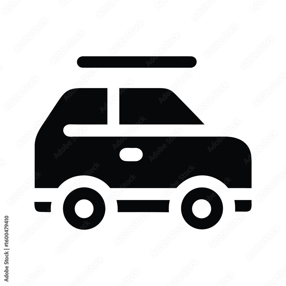Fototapeta premium Sleek black car icon with roof rack, minimalistic design