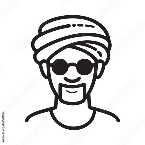 Stylish man with sunglasses and turban in modern fashion