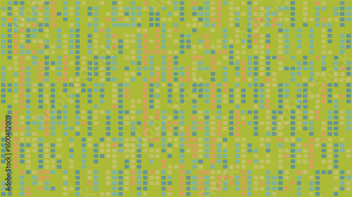 Green background with scattered rounded squares pattern