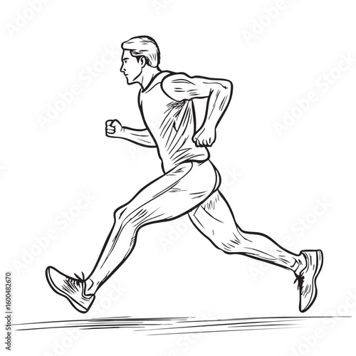 Dynamic runner in mid action showcasing athleticism and speed
