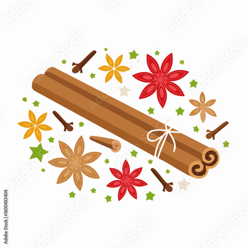 Abstract wallpaper illustration of Christmas spices