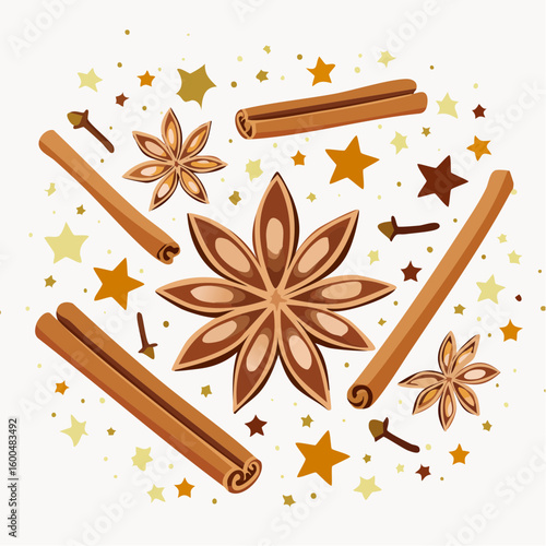 Abstract wallpaper illustration of Christmas spices
