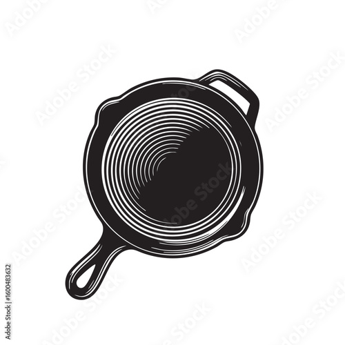 Kitchen cookware design featuring cast iron skillet texture
