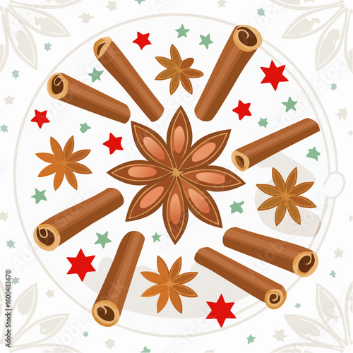 Abstract wallpaper illustration of Christmas spices