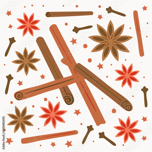 Abstract wallpaper illustration of Christmas spices