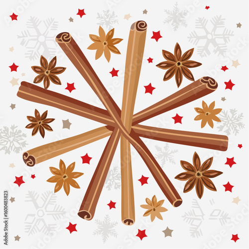 Abstract wallpaper illustration of Christmas spices
