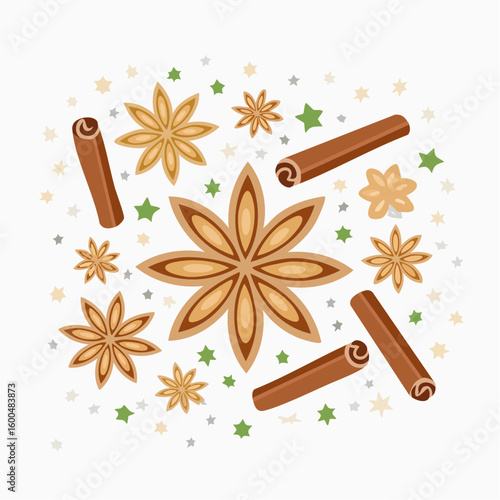 Abstract wallpaper illustration of Christmas spices