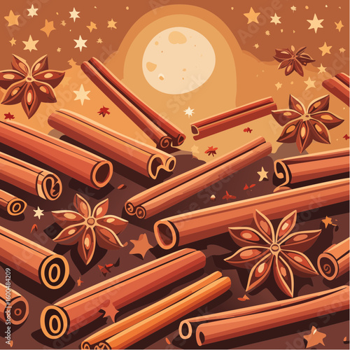 Abstract wallpaper illustration of Christmas spices