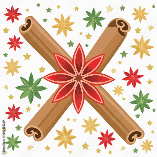 Abstract wallpaper illustration of Christmas spices